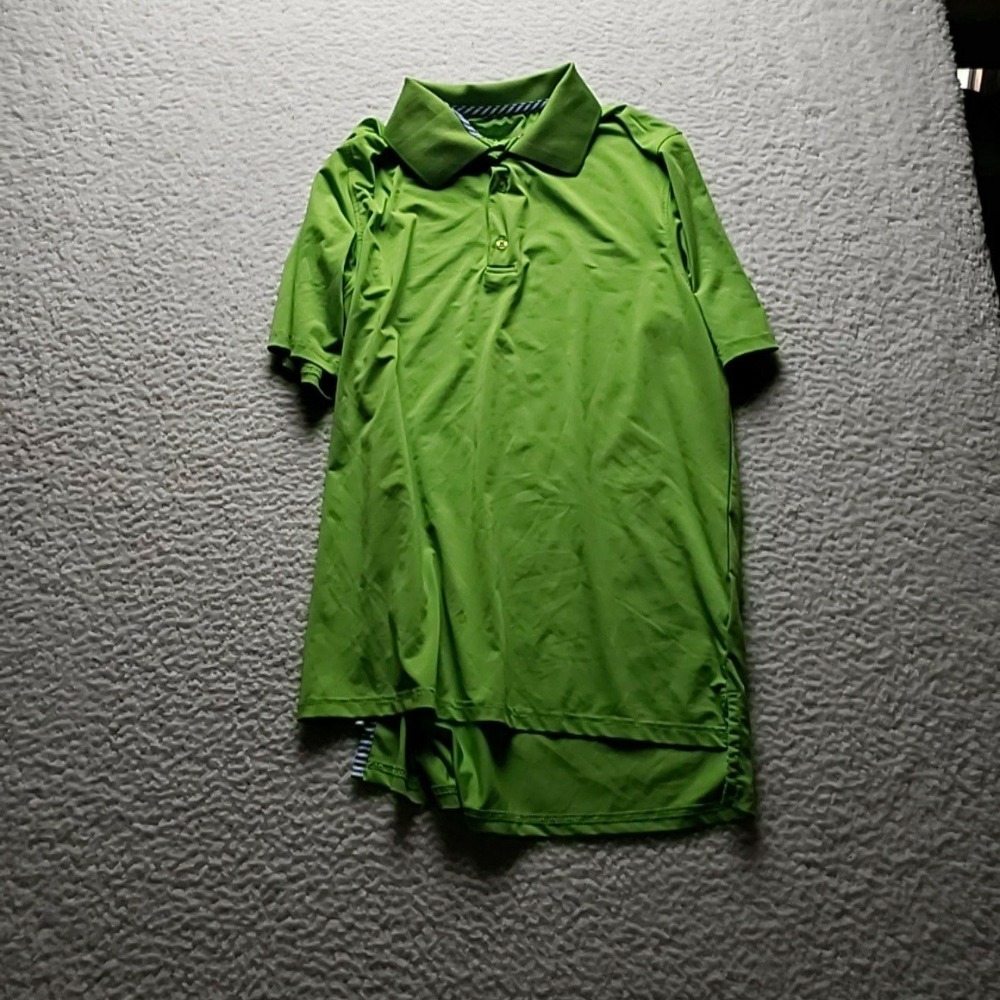 Drake Polo Shirt Mens Small Green Solid Lightweight Polyester Knit Top Casual